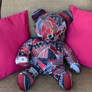 Handmade patriotic Teddy made from Re-Loved (up-cycled) men’s ties!